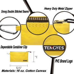 5 Pack Heavy Duty 16 oz 12.5”x 7 TENGYES Canvas Zipper Tool Bag 