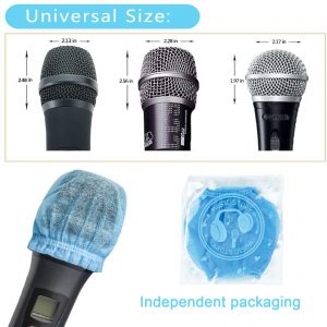 Black,Yellow,Red,Blue 200 Pcs Disposable Microphone Cover Non-Woven Handheld Microphone Protective Cover Individually Wrapped Clean and No-Odor Windscreen Mic Covers For KTV & Karaoke 